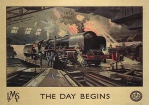 The day begins by LMS Railways 1946 Vintage Railway Travel Poster